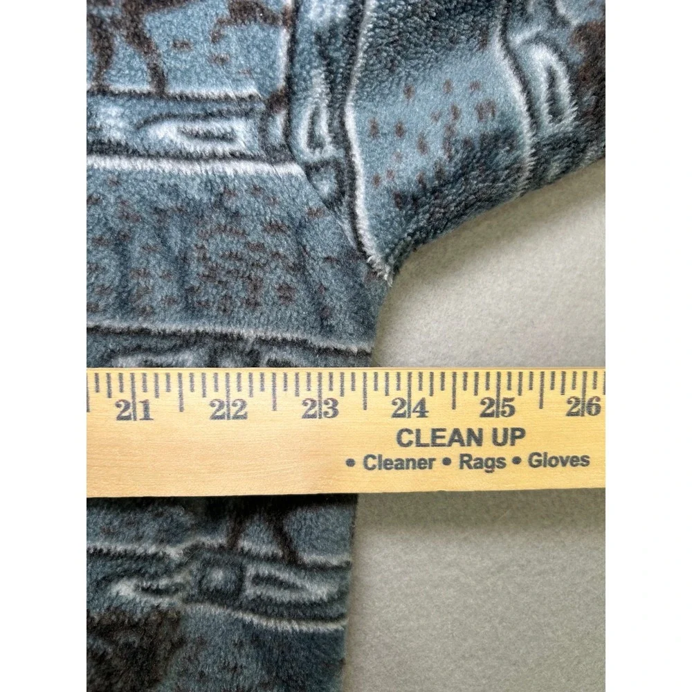 Vintage Marino Bay Fleece Jacket Womens L Blue Horse Print Long Sleeve Button